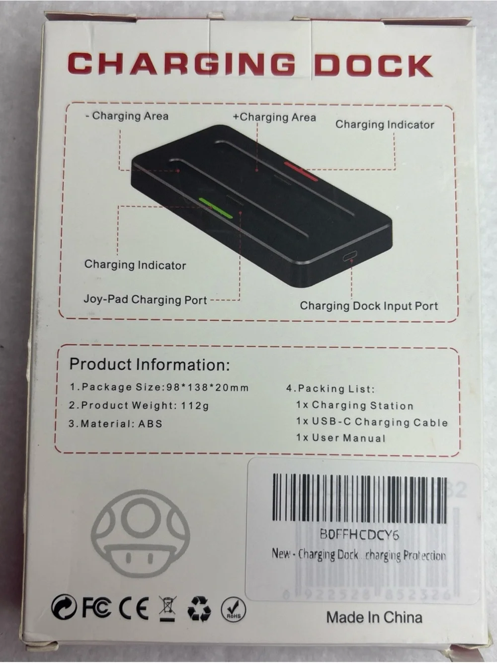 Nintendo Black and Red Dual Joy-Con Charging Dock with USB Cable